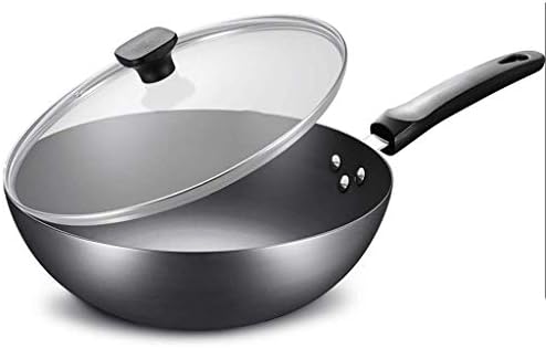 Gydcg wok sem revestimento wok pan pan de fundo liso wok vasos de ferro feitos à mão adequados para panela