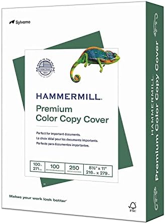 Cardstock de Hammermill, cópia colorida premium, 100 lb, 8,5x11 - 1 pacote - 100 brilhante, fabricado no cartão dos EUA, 120024r, branco
