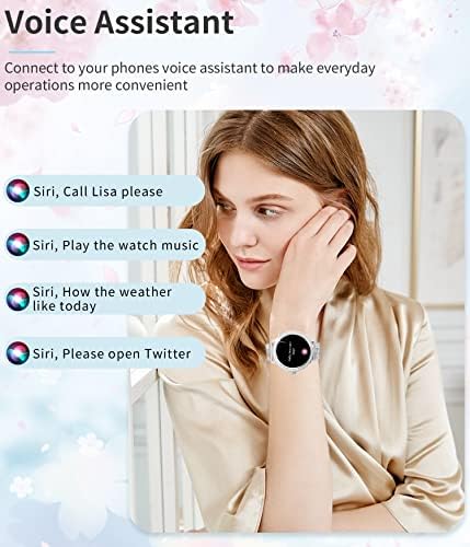 Niolina Smart Watch for Women Faça/atende chamadas de 1,32 Rastreador de fitness relógio com freqüência