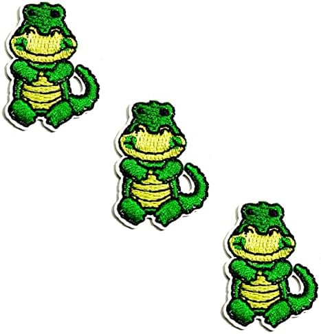 Hho Patch Mini Sentado Ferro de Crocodilo em Patches Crocodilo Verde Cartoon Cartoon Apliques Apliques Apliques Acessórios Diy For Roupas Mochilas Jeans Salia Jeans Salt