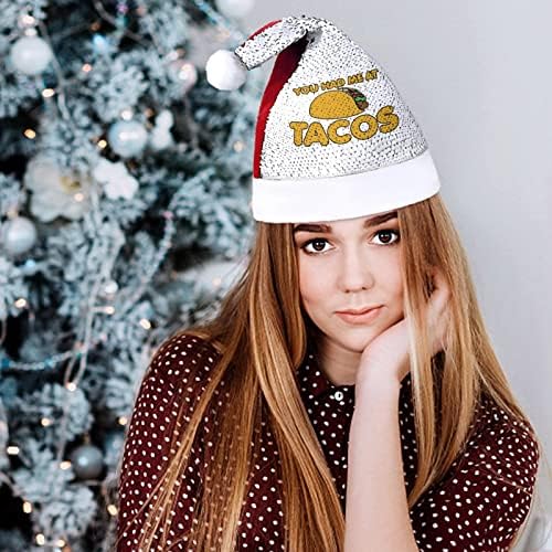 Você me teve no chapéu de Natal engraçado taco lantejoulas chapéus de santa para homens para homens decorações de festas de férias de natal