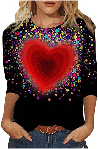 Camisas dos namorados para mulheres, tops redondos de manga longa Love Love Heart Graphic Sweetshirts Casais