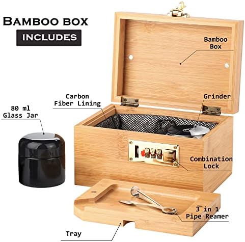 Caixa de bambu com caixa decorativa combinada para bloqueio de armazenamento de armazenamento em casa Conjunto