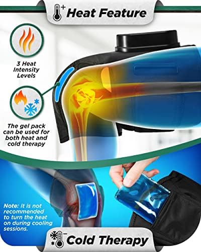 Massageador de joelho Lunix LX4 com calor e compressão, coxa recarregável, bezerro e joelho com terapia com frio