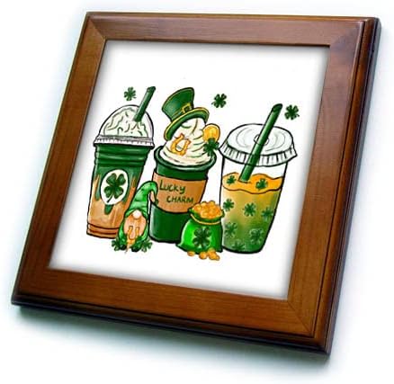 3drose St Patricks Day Charm Lucky Drinks Ilustração - Tiles emoldurados