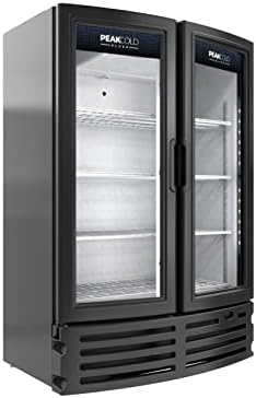PeakCold mais a porta comercial da porta de vidro vertical mais refrigerador e geladeira, 16,8 ft cúbico