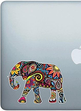 Lápis colorido Paisley Elephant - Decalque em cores de 5 polegadas para MacBooks ou laptops - orgulhosamente feitos nos EUA a partir de adesivo vinil