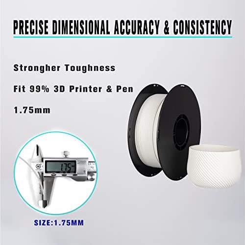 Filamento de PLA branco fosco 1,75 mm, Changkiang, filamento de impressora 3D fosco de 1,75 mm, precisão dimensional +/- 0,02 mm, 1kg de impressão 3D Filamento para impressoras FDM 3D