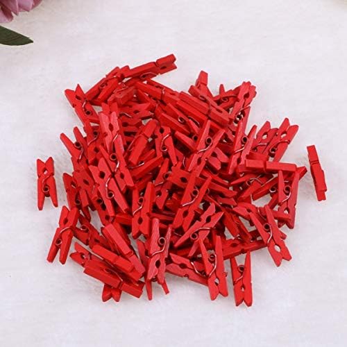 Cabilock Christmas Decor Decor de casamento 200pcs mini clipes de papel de madeira vermelha clipes versáteis