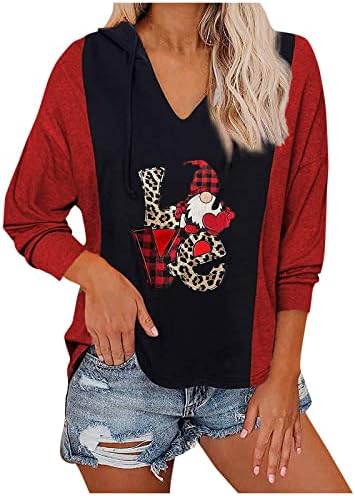 Pulloves gráficos confortáveis ​​Mulher Oversized Christmas Simple Pullovers suaves V Pesh Pech Tatchwork