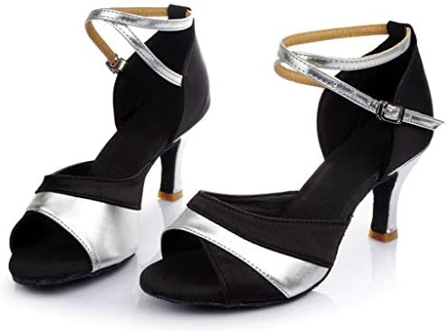 Occoko Color Block Splice Dancing Rumba Waltz Ballroom Sandálias de Sapatos de Dança Latina para Mulheres
