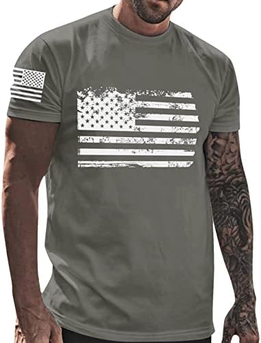 Lcepcy American Bandle On Sleeve Shirt for Men Casual Crew Neck Slagas Shirts 4 de julho Tees gráficos