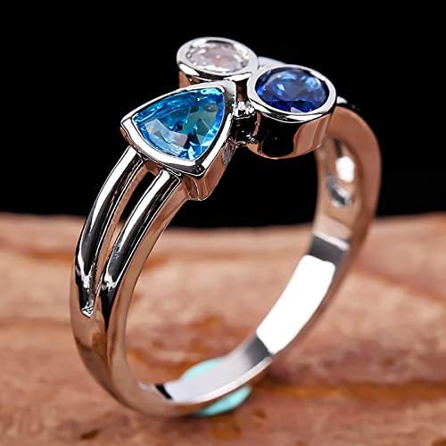 2023 Novo anel de pedra tricolor irregular de personalidade requintada para mulheres anéis de noivado de