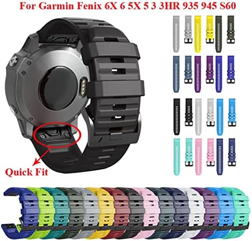Kossma 26 22mm Rápula rápida para o Garmin Fenix ​​7 7x 6x 6Pro relógio Silicone Easy Fit Wrist Strap