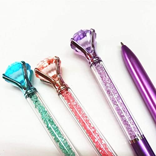 Pacote de canetas de diamante Aiyayi de 4 canetas de canetas de esfero de canetas retráteis de caneta de caneta de caneta de caneta de caneta de caneta de caneta de caneta de caneta de cristal de cristal colorido de metal azul forneça presentes para mulheres…