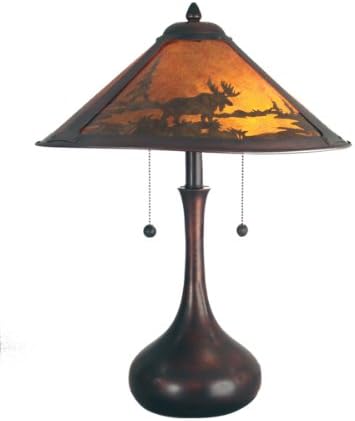 Dale Tiffany TT80484 Animais/Insetos Duas lâmpadas de mesa leves da coleção de mica clássica acabamento escuro, 17,00 polegadas, bronze antigo