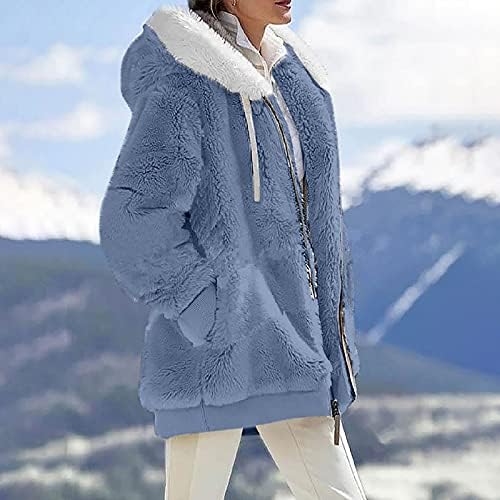 Casacos de inverno nokmopo para mulheres moda casual macus de manga longa com capuz de zíper com capuz confortável e quente casaco de inverno