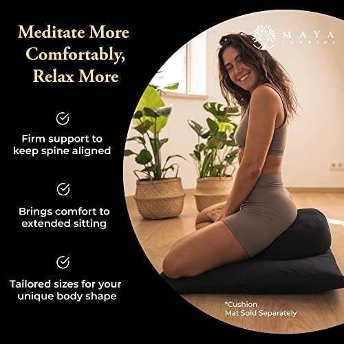 Maya Lumbini Luxury Meditation Cushion [4 cores, 2 tamanhos adultos] - enchimento confortável - projetado para prevenir e aliviar a dor nas costas - orgânica certificada e prova de insetos