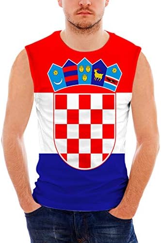CHINEIN Mens Basic Solid Solid Top Jersey Camisas casuais Bandeira croata