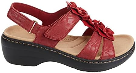 Sandálias de verão para mulheres confortáveis ​​boêmia mole hollow flor aberta tornozelo tira de sapatos casuais sandália de cunha aberta