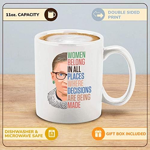 Shop4ever as mulheres pertencem a todos os lugares onde as decisões estão sendo tomadas em cerâmica caneca de café xícara de chá RBG Ruth Bader Ginsburg caneca