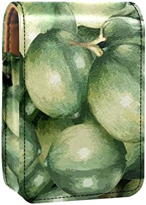 Porta de batom de batom verde de frutas de frutas verdes com espelho para bolsa de bolsa, 9,5x2x7 cm/3.7x0.8x2.7