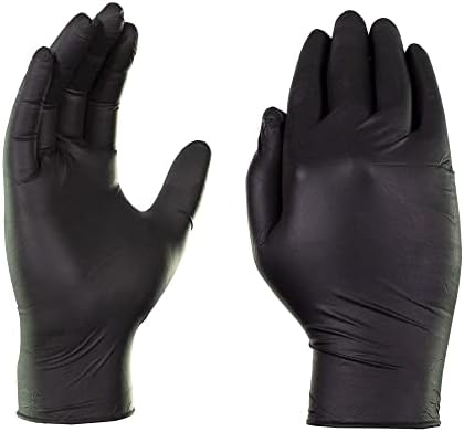 Gloveworks preto luvas industriais de nitrilo negro, 5 mil, látex e sem alimentos, segura, texturizada, grande, 3 caixas de 100