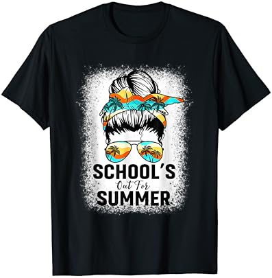 Escolas para o último dia de verão de camiseta de pão bagunçada do professor da escola