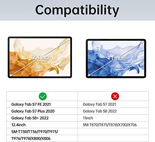 Xinwotuo [Protetor de tela de vidro temperado de 2 pacote para Samsung Galaxy Tab S8 Plus/Samsung Galaxy Tab S7 Fe 2021/Galaxy Tab S7 Plus 12,4 polegadas, sem bolhas, resistente a arranhões