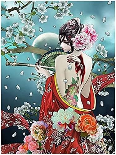5D adultos kits de pintura de diamante kimono gueixa beleza bordado completo redondo diamante pintura de geisma