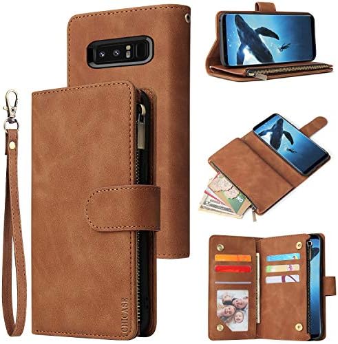 Caixa da carteira da Chicaase para Galaxy Note 8, Caixa Samsung Note 8, Bolsa de couro com zíper para