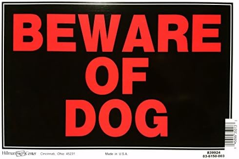 Hillman 839924 Cuidado com o sinal de cachorro, plástico preto e vermelho, 8x12 polegadas 1-sinal