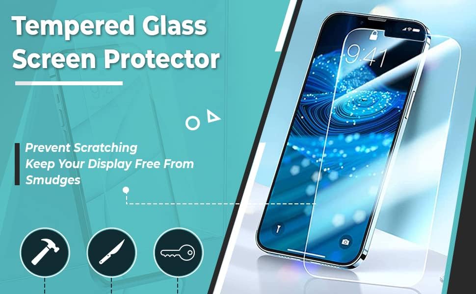 [2 pacote] Protetor de tela de vidro temperado para iPhone 14 Pro Max, Protetor de tela Proputado à prova