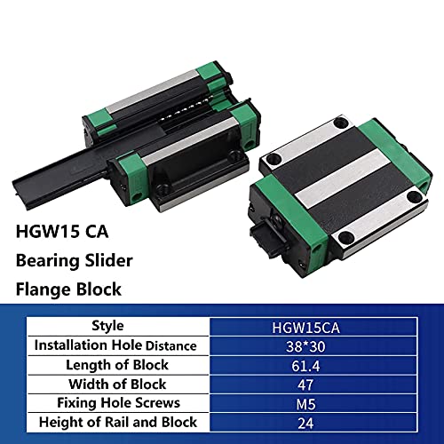 Mssoomm 15mm HGW15 Kit de trilho linear quadrado CNC 2PCS HGW15-29,92 polegada / 760mm +4pcs Hgw15 -