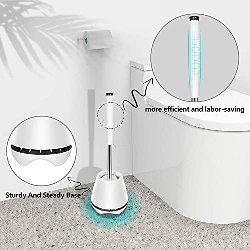 Muppfet Bancht e suporte de vaso sanitário de silicone do banheiro 304 escova de aço inoxidável, alça de limpeza do banheiro do kit de escova de tigela com pinças de limpeza robusta escova de banheiro