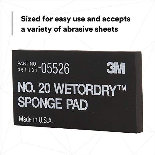 3m Wetordry Sponge Pad 20, 05526, 5 1/2 x 2-3/4 em x 3/8 in, preto