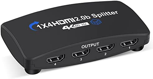 4K@60Hz HDMI Splitter 1 em 4 Out, Splitter de vídeo HDMI 1x4 v2.0b, suporta 1080p@120Hz Duplicate/Mirror Screen Monitor, Ultra HDR para Xbox, PS3/PS4 Consoles