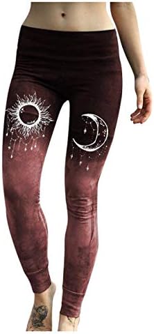 Pontas de ioga feminina Ponta de perna reta Vintage Sun and Moon Gradiente gráfico casual Casual Stretch