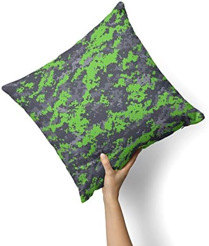 Iirov Lime Green e Cinza Cinza Digital Camouflagem - Decoração de casa decorativa personalizada Tampa de travesseiro