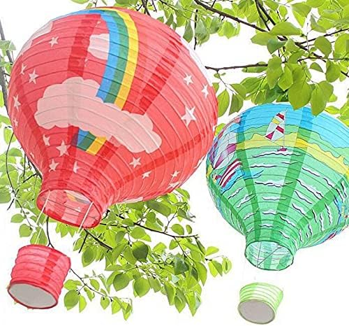 Hovico 6pcs 12 polegadas penduradas arco -íris lanternas de papel de balão de ar quente, arco -íris lanterna de papel de balão de ar quente, carro de decoração de festas para festas de festas de Natal da festa de Natal