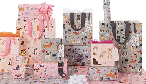 4 folhas de papel de seda de gatos, cada folha de 750 mm x 500cmm de papel gatos, papel de seda de gatos para embalagem de presentes, papel de seda de gatos de aniversário