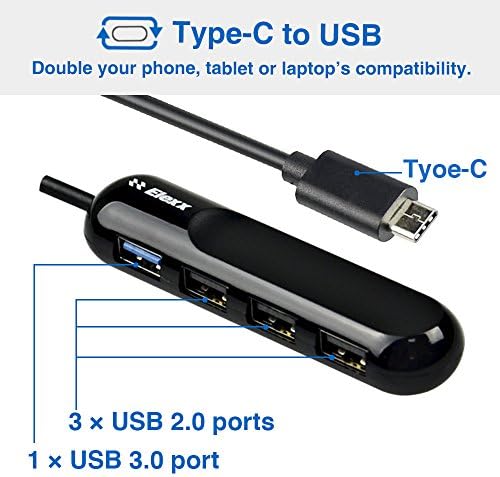 Hub USB-C, Elexx USB-C a 4 portas Hub USB 3.0 para todos os dispositivos USB Tipo-C, como Surface Pro 4, Chromebook Pixe, New MacBook, MacBook Pro, MacBook Air e mais