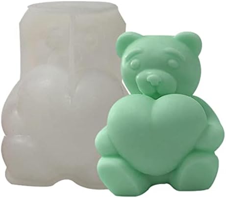 Lippsy 3D Bear Silicone Mold | Moldes de vela de urso de amor 3d para resina | Aromaterapia DIY