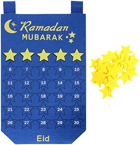 Rama-Dan Decorações de calendário, calendário de contagem regressiva do Eid Mu-Barak para crianças, 30 dias de adventadores de estrelas do calendário do advento eid, com 30 estrelas reutilizáveis ​​Rama-Dan Atividades do calendário do calendário Eid