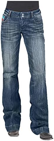 Jeans casual feminino jeans com bolsos atléticos plus size size padrão de baixa cintura botão de impressão