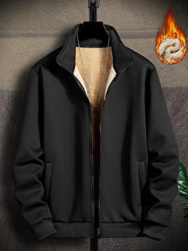 Jackets Ninq para homens - Men Slant Pocket Zip Up Thermal forred Jacket