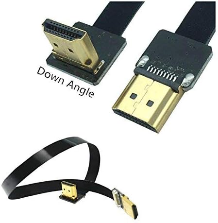 Kework fpv hdmi cabo, 20cm FPV HDMI Slim Cabo plano, 90 graus interface masculina padrão para baixo para interface masculina HDMI padrão para Red BMCC FS7 C300