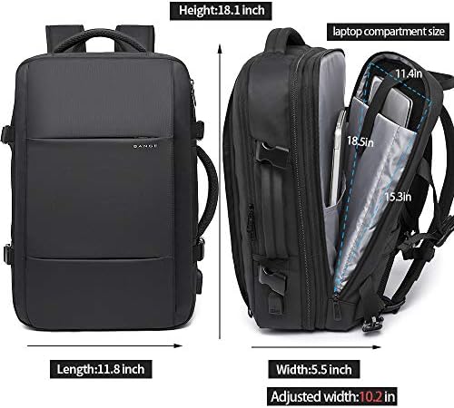 Mochila de viagem 35L, Backpack de Carry On de Voo aprovado para Backpack International Travel, mochilas de laptop duráveis ​​resistentes a água de 17 polegadas, mochila de bagagem de Business Weekender grande para homens para homens mulheres