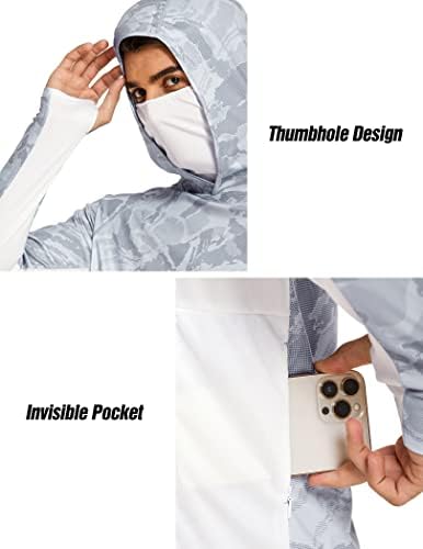 Camisa de pesca de proteção solar UPF mais de 50 anos com máscara de máscara com moletom de molho de molho de molho de molho de resfriamento rápido SPF de manga comprida