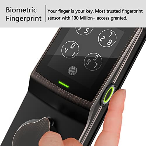 Lockly Secure Plus, RFID Card Lock Smart, trava sem chave sem chave, fechaduras inteligentes para porta da frente, teclado Genie® Pin, sensor de impressão digital biométrica 3D, trava de trava automática de trava inteligente